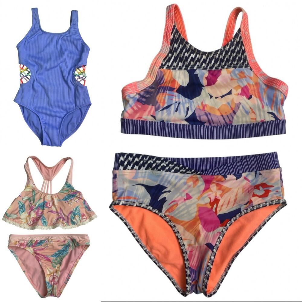 EUC - Bundle of 3 Jr (10-12) Swim Suits Hobie, Athleta Girl, Art Class